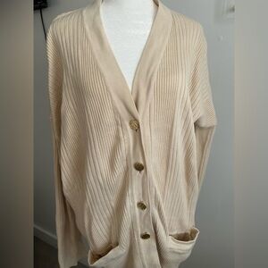 Escada Beige Cream Button-Up Women's Knit Cardigan